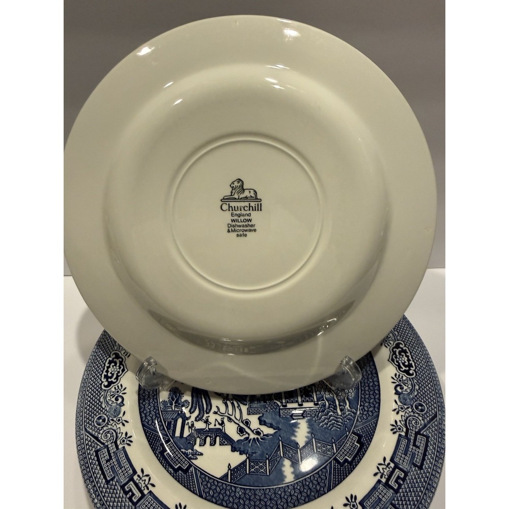 Set of 7 Churchill Blue Willow Dinner Plates 10" England Ironstone - Picture 4 of 10